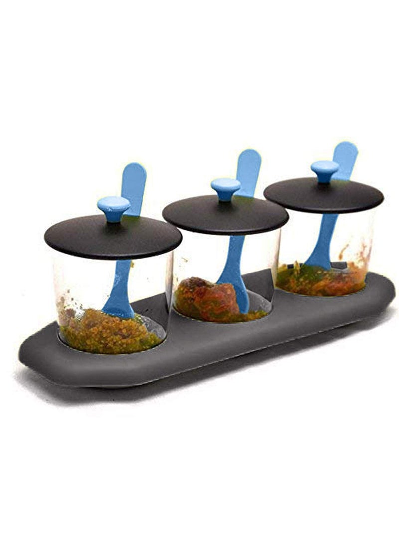 SHREEJIIH - SHREEJIIH 3 in 1 Pickle Spice Jar Set for Dining Table/Kitchen | Multipurpose Festival Stand Spice Container Masala Rack Mukhwas Container Condiment Set Pickle Jar - Image 1