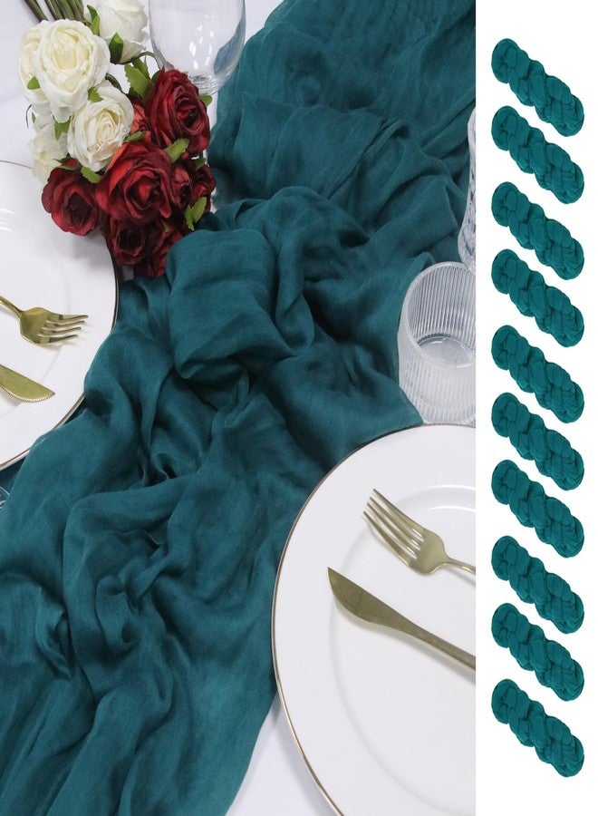 Herda 10 Pack 120inch Teal Cheesecloth Table Runners - 10Ft Long Cotton Teal Blue Gauze Runner Table Set for Weddings Bridal Parties and Baby Showers Decoration- Turquoise Cloth for Graduation Party - Image 1