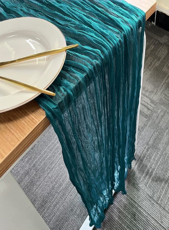 Herda 10 Pack 120inch Teal Cheesecloth Table Runners - 10Ft Long Cotton Teal Blue Gauze Runner Table Set for Weddings Bridal Parties and Baby Showers Decoration- Turquoise Cloth for Graduation Party - Image 4