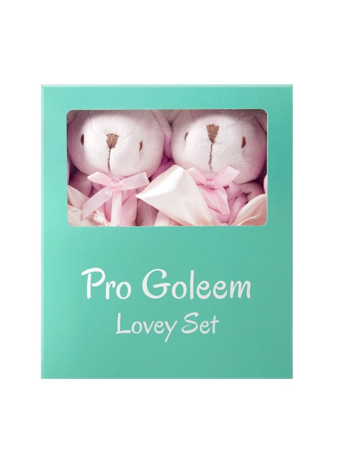 برو غوليم بطانية أمان على شكل أرنب من Pro Goleem، هدية توأم للأطفال الرضع، لعبة دافئة ناعمة للبنات، وردية اللون، قطعتان - Image 1