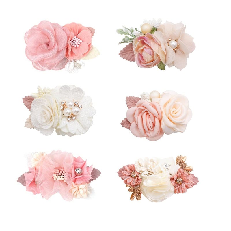 AJLTPA 6Pcs Flower Clips Set Hair Accessory for Girls, Floral Hair Bow for Baby Toddles Teen Girls Gifts (Flower Style-G) - Image 1