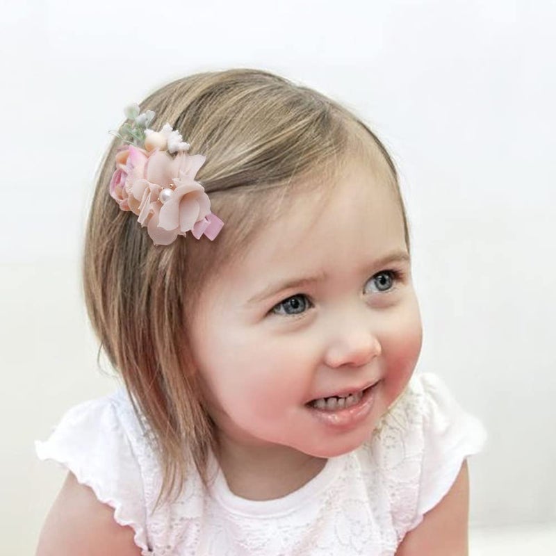 AJLTPA 6Pcs Flower Clips Set Hair Accessory for Girls, Floral Hair Bow for Baby Toddles Teen Girls Gifts (Flower Style-G) - Image 5