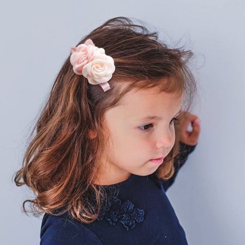 AJLTPA 6Pcs Flower Clips Set Hair Accessory for Girls, Floral Hair Bow for Baby Toddles Teen Girls Gifts (Flower Style-G) - Image 4