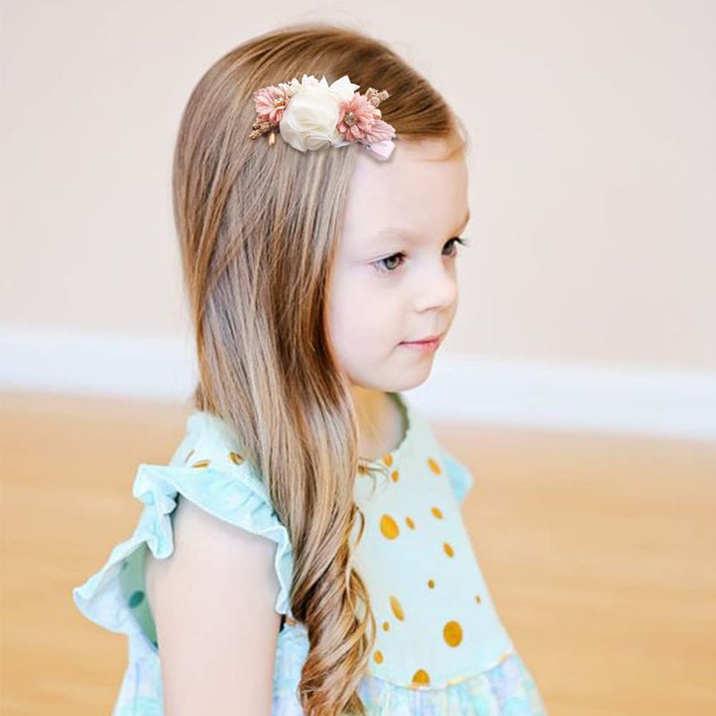 AJLTPA 6Pcs Flower Clips Set Hair Accessory for Girls, Floral Hair Bow for Baby Toddles Teen Girls Gifts (Flower Style-G) - Image 3