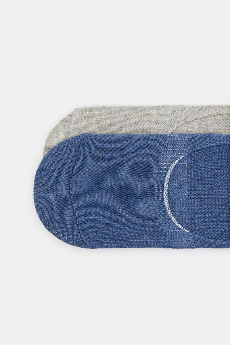 Redtag Senior Boys Blue And Grey Invisible Socks (2 Pairs)