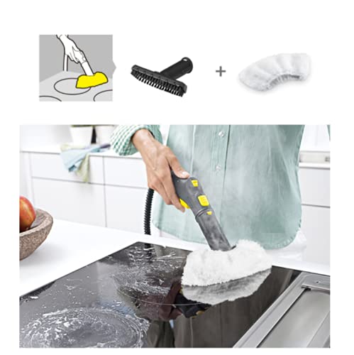 OYSTERBOY Premium Quality Replacement Parts Steam Cleaner Hand Nozzle Tool Brush with Microfiber Mop Cloth Pad Cover Compatiable for Karcher Steam Cleaner Vacuum (1 Hand Nozzle Tool Brush, 4 Mop Pads) - Image 5
