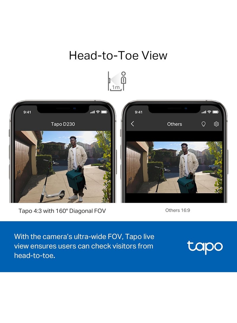 تابو جرس باب ذكي  Tapo D230S1 بكاميرا 2K 5MP لاسلكية مع كشف ذكي ورؤية ليلية ملونة - Image 5