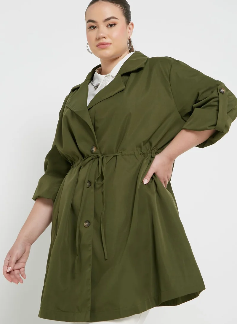 Ella Plus Drawstring Open Front Jacket
