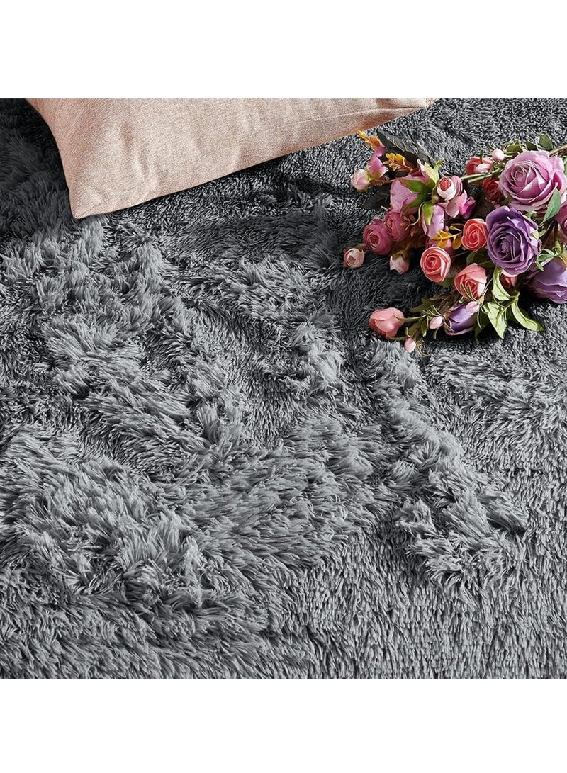 Ultra Soft Carpet, Fluffy Area Rug, Modern Home Decor Floor Nursery Mats, for Bedroom Living Room Kids Room Indoor Home Decorative Carpet (Grey, 150 x 200 cm) - Image 4
