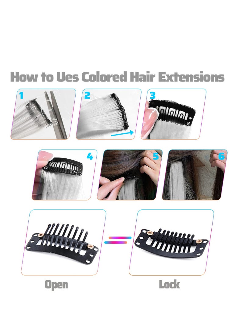 كاست ويف 10 قطع من وصلات الشعر الأبيض، وصلات شعر مستقيمة مقاس 22 بوصة، مشبك للشعر المستعار، قطع شعر مستقيمة، مشبك للحفلات التنكرية للفتيات والنساء - Image 4