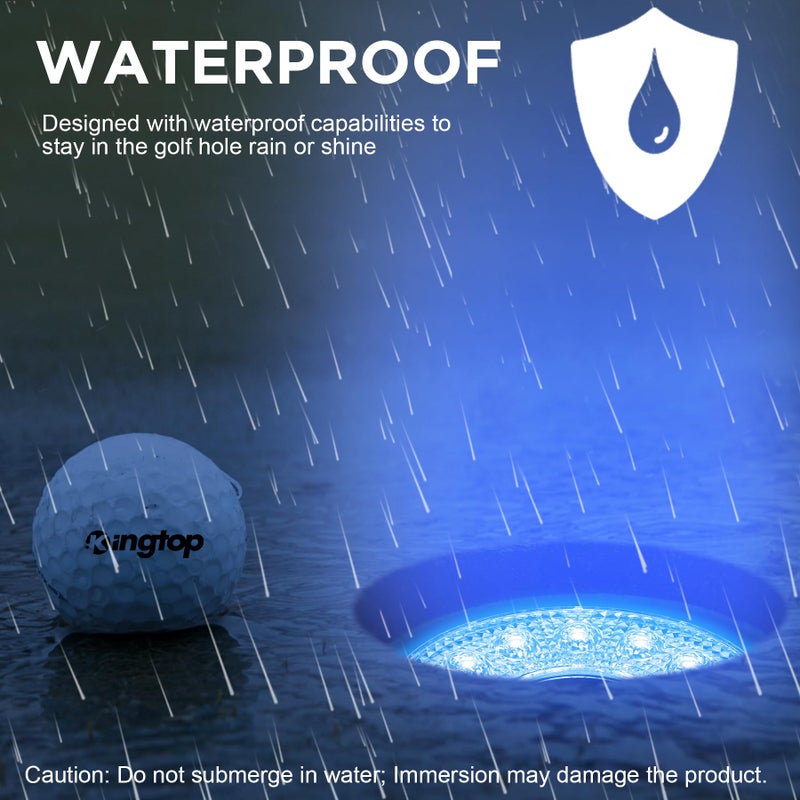 KINGTOP Rechargeable LED Golf Hole Light - Waterproof, Focused Illumination Lens, Remote-Controller, Perfect for Backyard Night Golf Practice Putting Green, Camping, Outdoor Party, O-4Pack - Image 3