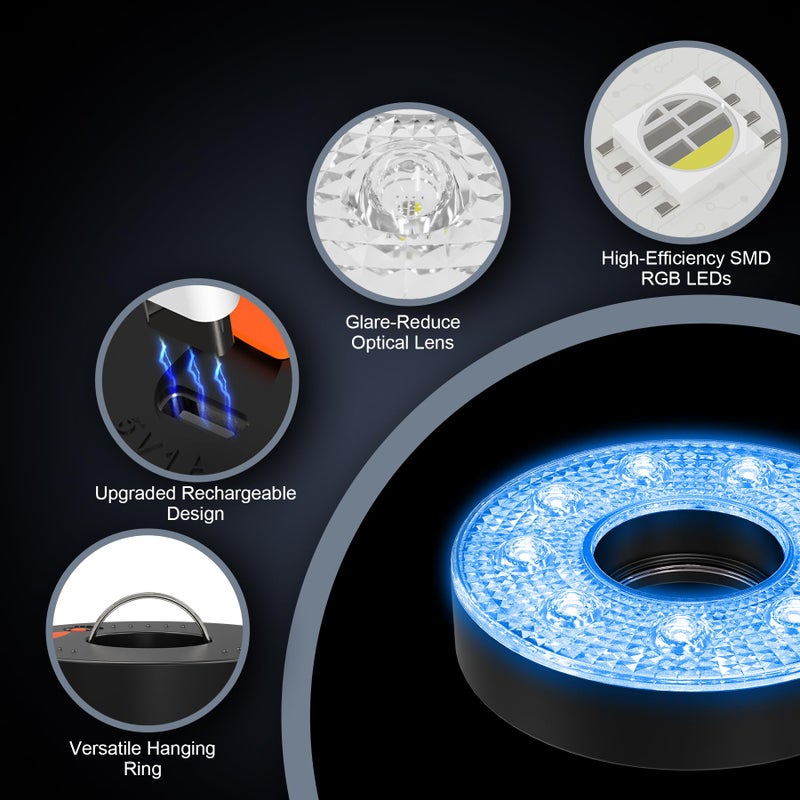 KINGTOP Rechargeable LED Golf Hole Light - Waterproof, Focused Illumination Lens, Remote-Controller, Perfect for Backyard Night Golf Practice Putting Green, Camping, Outdoor Party, O-4Pack - Image 2