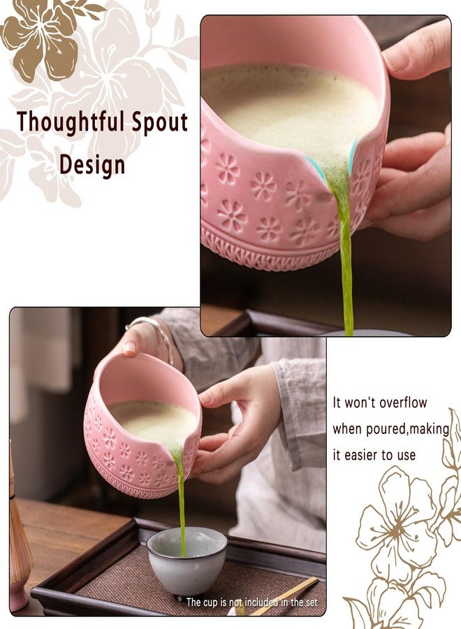 Buucup Matcha Whisk Set, 7 Pcs Pink Ceramic & Bamboo Matcha Kit with Bowl, Whisk, Holder, Scoop, Rest, Sifter, Tea Towel - Image 2