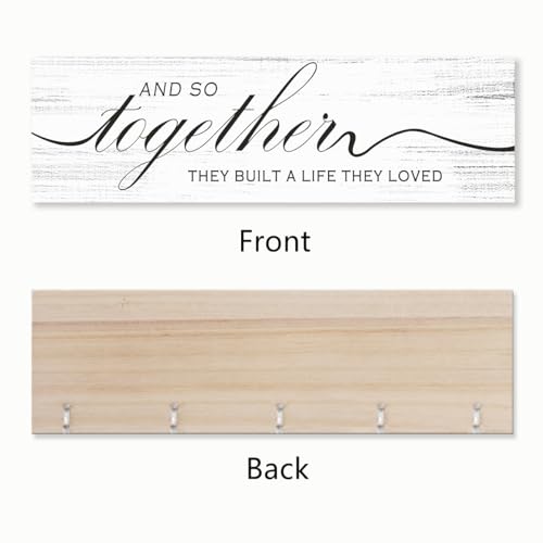 Gwisml Family Picture Frames Collage Wall Decor,Clip Photo Holders for Wall,Wooden Hanging Photo Display with 16 Clips 5 Strings,And So Together They Built A Life They Loved Sign Wall Decor - Image 3