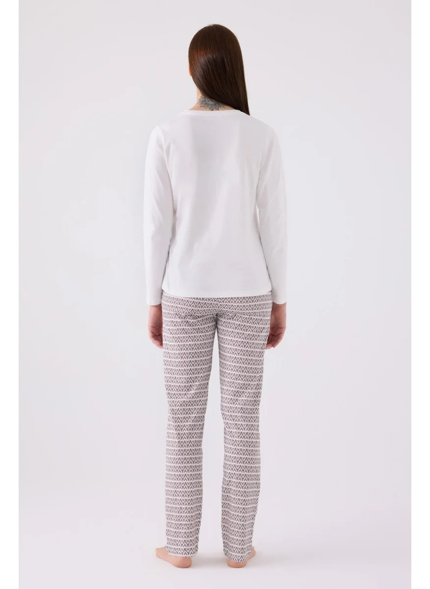 Arnetta Women's Long Sleeve Pajama Set AR3087 Cream