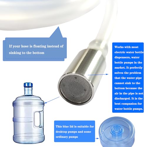 JoyTube Food Grade Silicone Water Pump Hose and Weight Block Set, 5FT Silicone Tubing for 5 Gallon Water Bottle Pump for Charging Automatic Drinking Water Pump and Desk Water Dispenser - Image 4