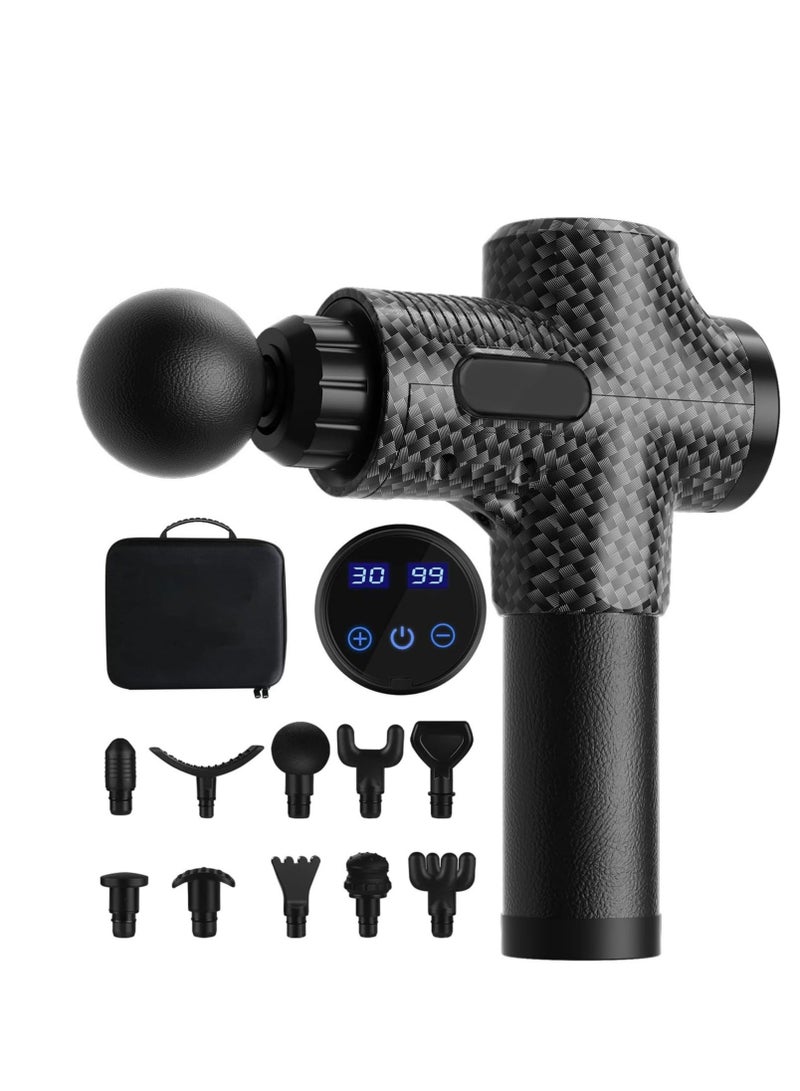 مسدس المساج العميق للأنسجة، مسدس الاهتزاز المحمول مع 10 رؤوس مساج مختلفة و 30 مستوى سرعة - Image 1