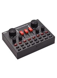 V8S External Live Sound Card Mini Sound Mixer Board for Live Broadcasting Karaoke Singing Music Recording with 16 Funny Sound Effects BT Connection for Smartphone Laptop PC
