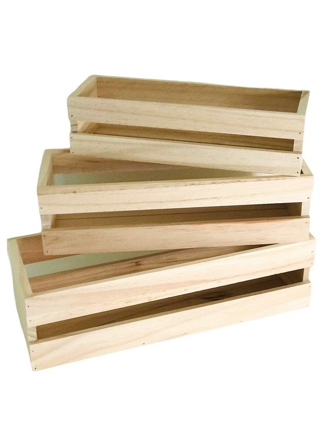 Oojami 3 Pack Wood Craft Crate Caddy Set | Nesting, Wood crates for Display, Wooden Boxes for Crafts, Decorative Wooden Crate, Wood Box Storage Crate, centerpieces for Home, Bathroom - Image 1