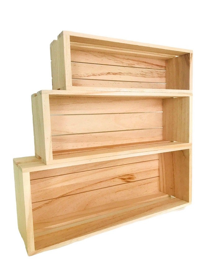 Oojami 3 Pack Wood Craft Crate Caddy Set | Nesting, Wood crates for Display, Wooden Boxes for Crafts, Decorative Wooden Crate, Wood Box Storage Crate, centerpieces for Home, Bathroom - Image 3