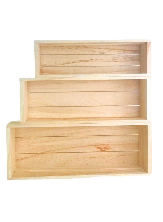 Oojami 3 Pack Wood Craft Crate Caddy Set | Nesting, Wood crates for Display, Wooden Boxes for Crafts, Decorative Wooden Crate, Wood Box Storage Crate, centerpieces for Home, Bathroom - Image 2