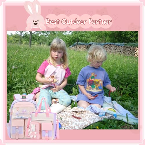 VIDOSCLA Bunny Girls Backpack for School Kawaii Kids Backpack Cute Sequin School Bag for Girls - Image 5