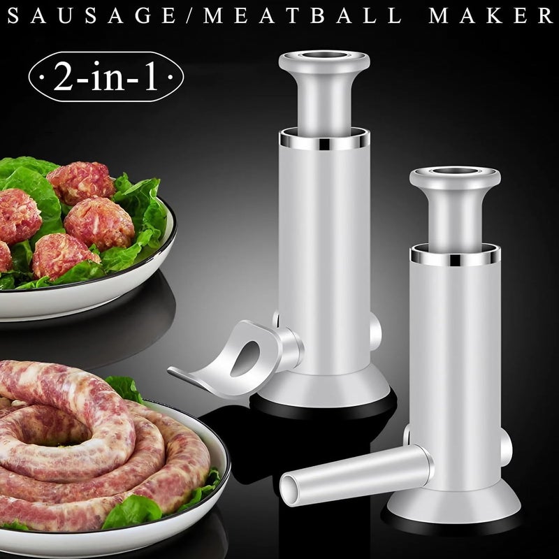 Usluole Sausage Stuffer Machine and Meatball Maker, 2 in 1 Vertical Sausage Maker Stainless Steel Homemade Sausage Meat Making Tool, Manual Sausage Stuffer Tubes for Christmas New Year Party Use - Image 2
