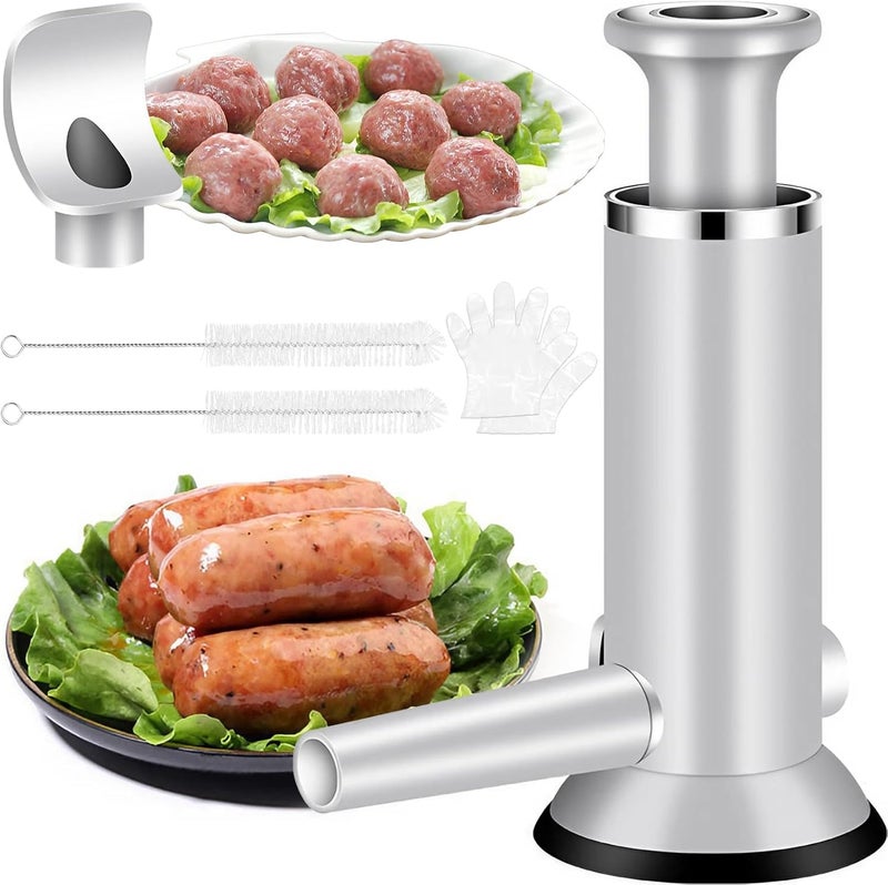Usluole Sausage Stuffer Machine and Meatball Maker, 2 in 1 Vertical Sausage Maker Stainless Steel Homemade Sausage Meat Making Tool, Manual Sausage Stuffer Tubes for Christmas New Year Party Use - Image 1