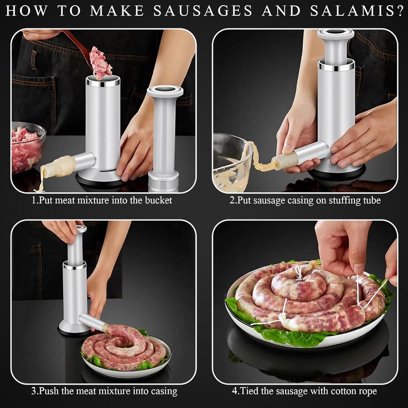 Usluole Sausage Stuffer Machine and Meatball Maker, 2 in 1 Vertical Sausage Maker Stainless Steel Homemade Sausage Meat Making Tool, Manual Sausage Stuffer Tubes for Christmas New Year Party Use - Image 5