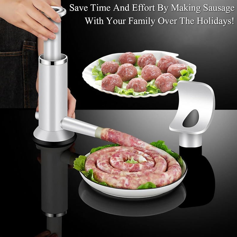 Usluole Sausage Stuffer Machine and Meatball Maker, 2 in 1 Vertical Sausage Maker Stainless Steel Homemade Sausage Meat Making Tool, Manual Sausage Stuffer Tubes for Christmas New Year Party Use - Image 3