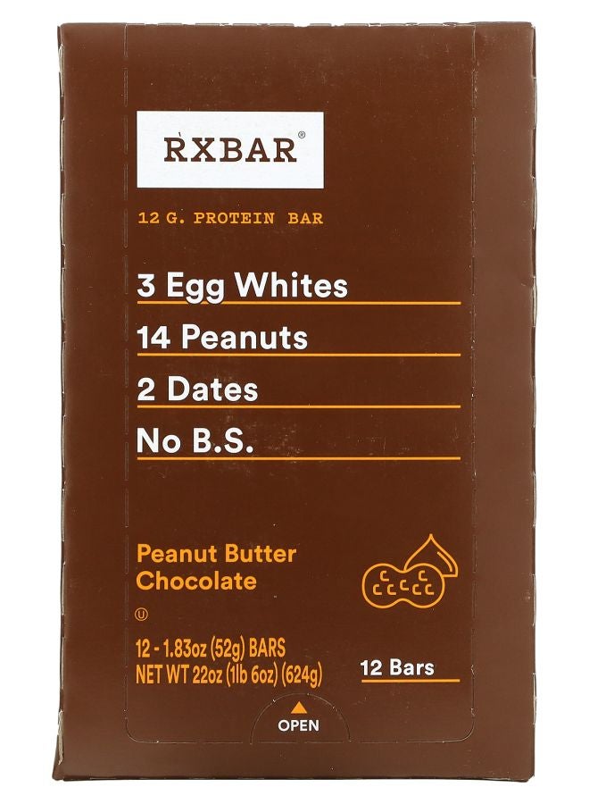 بار بروتين زبدة الفول السوداني بالشوكولاتة 12 بار 1.83 أونصة (52 جرام) لكل منها