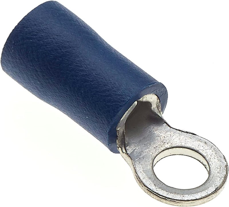 Keple Ring Crimp Terminals - Pack of 100, Blue, 3.7mm, 30A, 16-14 AWG - Heat Shrink Connectors, Tinned Copper - Image 1