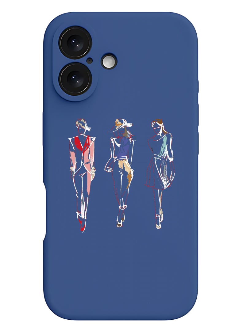 Theodor iPhone 16 Blue Protective Slim Fit Case Liquid Silicone Cover with Full Body Protection Anti-Scratch Shockproof Case For iPhone - Fashion white - Image 1