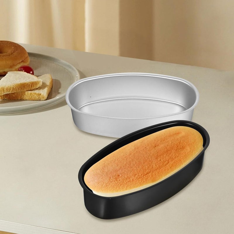 Healeved 2pcs Oval Aluminum Alloy Nonstick Cheesecake Baking Pans Mold Oval Shape Metal Cake Molds for Dessert Baking and Lightweight Home Kitchen Use - Image 4