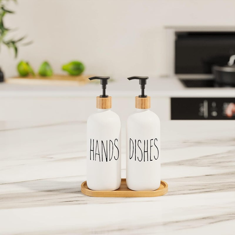 Aeakey Soap Dispenser,Dish Soap Dispenser for Kitchen Sink.Glass Hand Soap Dispenser, Modern Farmhouse Decor Dish Soap Dispenser for Bathroom,Kitchen Sink Decor - Image 3