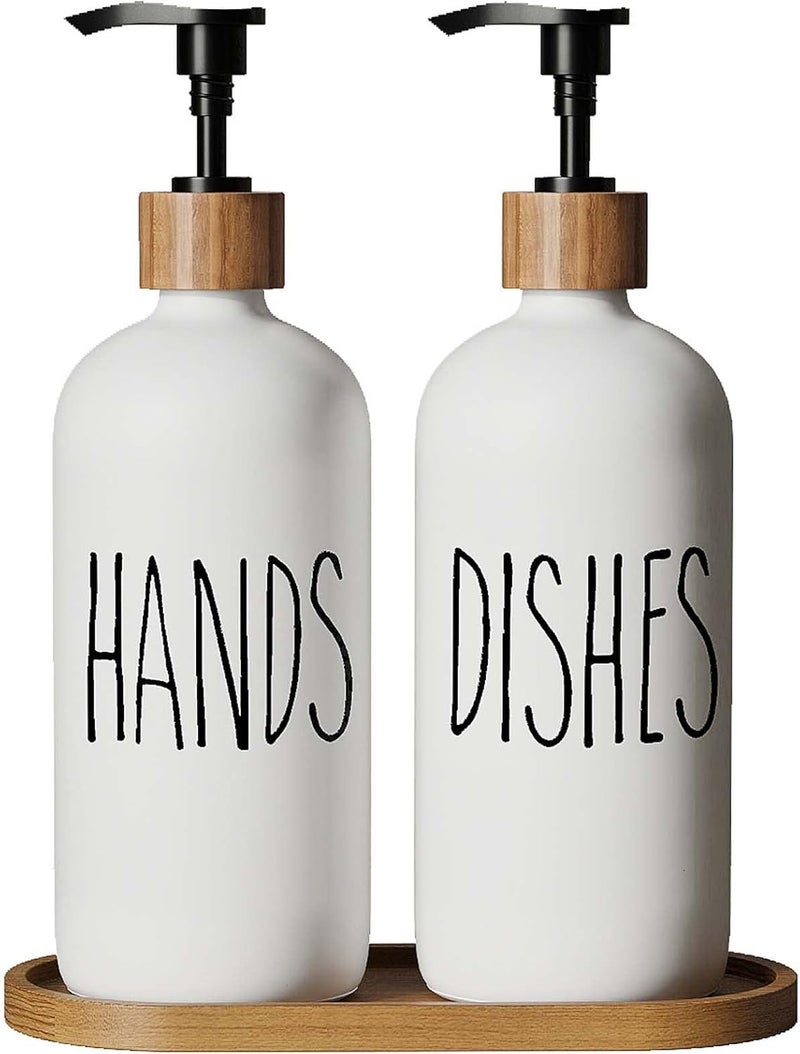 Aeakey Soap Dispenser,Dish Soap Dispenser for Kitchen Sink.Glass Hand Soap Dispenser, Modern Farmhouse Decor Dish Soap Dispenser for Bathroom,Kitchen Sink Decor - Image 1