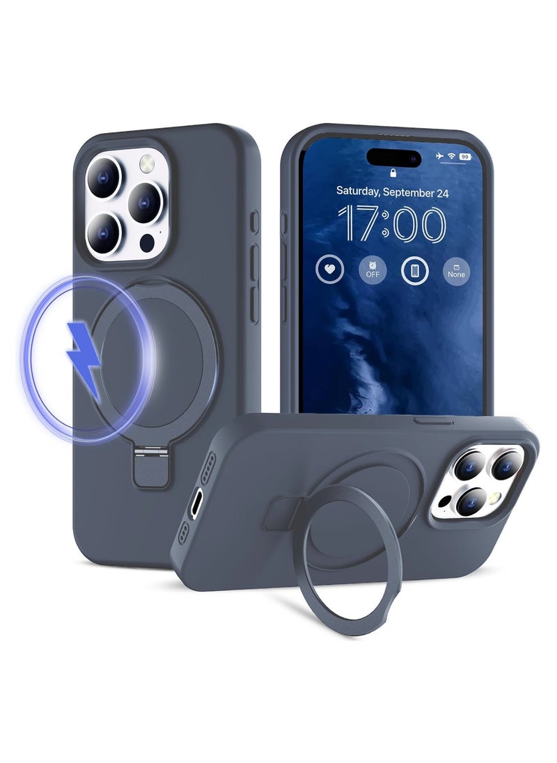 Generic - Silicone Case Designed for iPhone 16 Pro Max 6.9 Inch, Compatible with MagSafe 3 in 1 Wireless Charging [Magnetic + Holder + Ring Stand] Slim Cover with Invisible Stand - Image 1