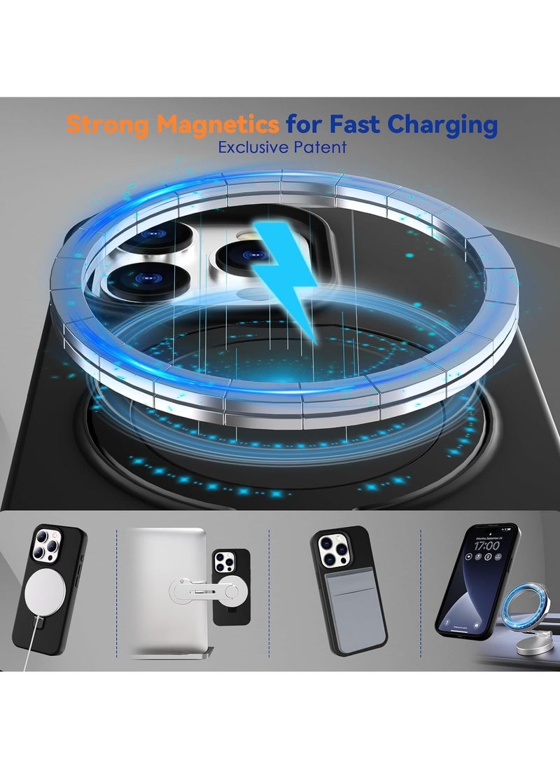 Generic - Silicone Case Designed for iPhone 16 Pro Max 6.9 Inch, Compatible with MagSafe 3 in 1 Wireless Charging [Magnetic + Holder + Ring Stand] Slim Cover with Invisible Stand - Image 1