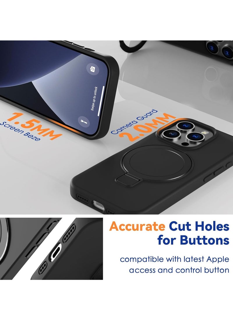 Generic - Silicone Case Designed for iPhone 16 Pro Max 6.9 Inch, Compatible with MagSafe 3 in 1 Wireless Charging [Magnetic + Holder + Ring Stand] Slim Cover with Invisible Stand - Image 1