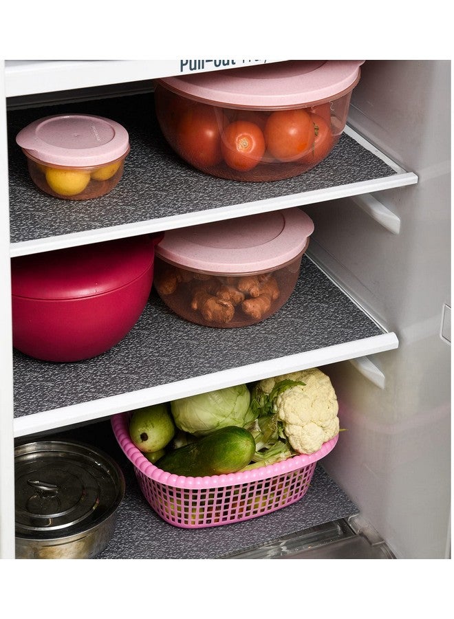 Kuber Industries Set of 6 Fridge Mats | PVC Floral Embossed Refrigerator Drawer Mat|Waterproof & Stain Resistant Fridge Mat Perfect for Home & Kitchen (Grey) - Image 1