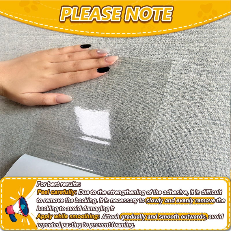 LIHBIH Anti Cat Scratch Furniture Protector, 12 Pcs Self-Adhesive Couch Protector for Cat Claws, Heavy Duty Couch Cover Furniture Protectors from Cats Scratching Tape for Sofa, Corner, Door, Chair - Image 3