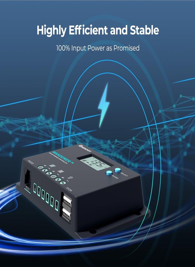 Renogy Wanderer 10A Solar Charge Controller - 12V/24V PWM Auto-Detect, LCD Display, USB & Lithium Support, Waterproof for RV Marine Off-Grid - Image 4