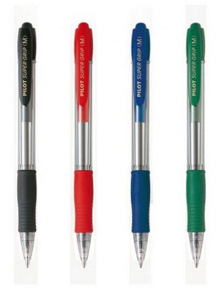 PILOT Pilot Super Grip Retractable Click Pen Medium Black, Blue, Green & Red 1.0 mm  - Image 1