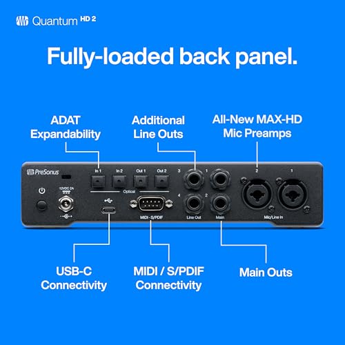 PreSonus Quantum HD 2 20 x 24, 32-bit / 192 kHz USB-C Audio Interface With Studio One Pro Software - Image 5