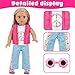 Ecore Fun American 18 Inch Doll Clothes and Accessories 8 Pcs 18 Inch Doll Girl Clothes Set Include Sweater Vest White Vest Jeans Sandals Shoulder Bag Mobile Phone Sticker Sunglasses - Image 4