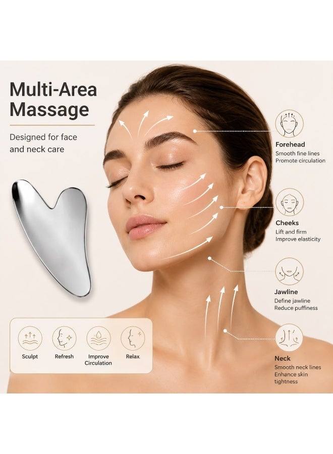 Gua Sha Massage Tool, Natural Jade Scraping Facial Tool for Spa Acupuncture Therapy Treatment On Face Back, Arms, Neck, Shoulder Stone Guasha Neck Beauty Slimming Massager Skin Caring - Image 2