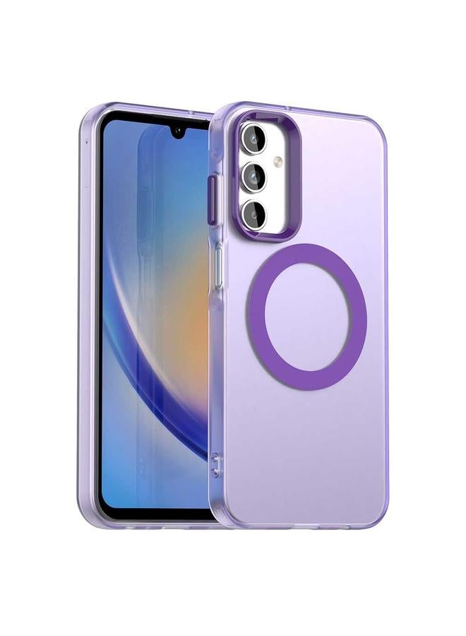 جراب هاتف Candy Magsafe PC Hybrid TPU لهاتف Samsung Galaxy A15 5G (أرجواني)