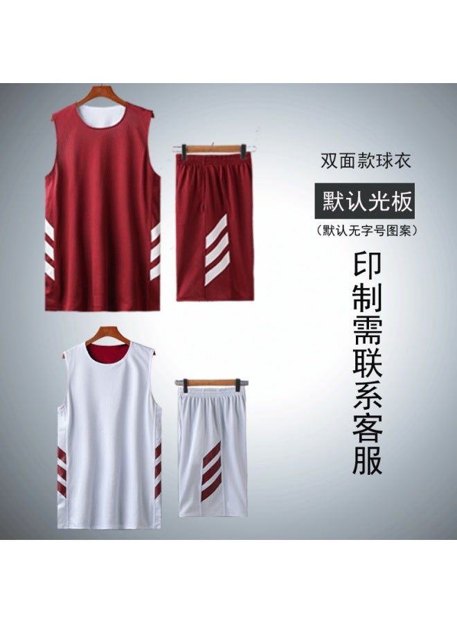 Double-sided Basketball Uniform Suit Men's American-style Double-sided Jersey Compeion Training Team Uniform Student Sports Class Uniform
