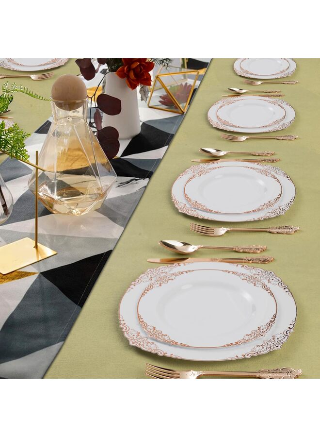 150PCS Rose Gold Plastic Silverware for 50 Guests, Heavy Duty Rose Gold Disposable Utensils Sets, Includes 50 Forks, 50 Spoons, 50 Knives, Elegant Cutlery Perfect for Wedding, Party - Image 4