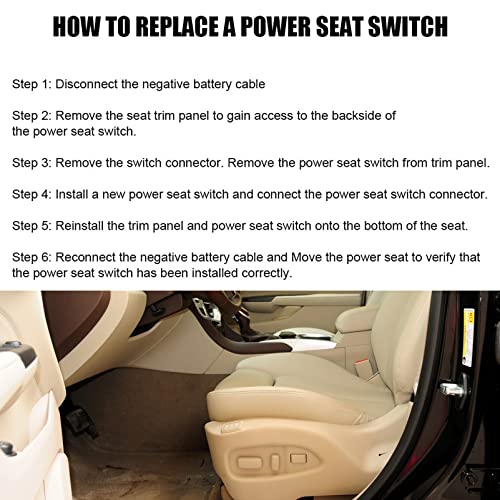 NFSpeeding Power Seat Switch Front Left Driver Side 8 Way 25974714 Fits 2010-2018 Camaro Equinox Malibu Replace 12451497 Adjuster Tilt Control Recliner Switch - Image 3